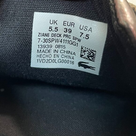 Lacoste Loafers Womens 7.5 Ziane Silver Boat Shoes Metallic Slip On Leather Prep - Picture 9 of 10